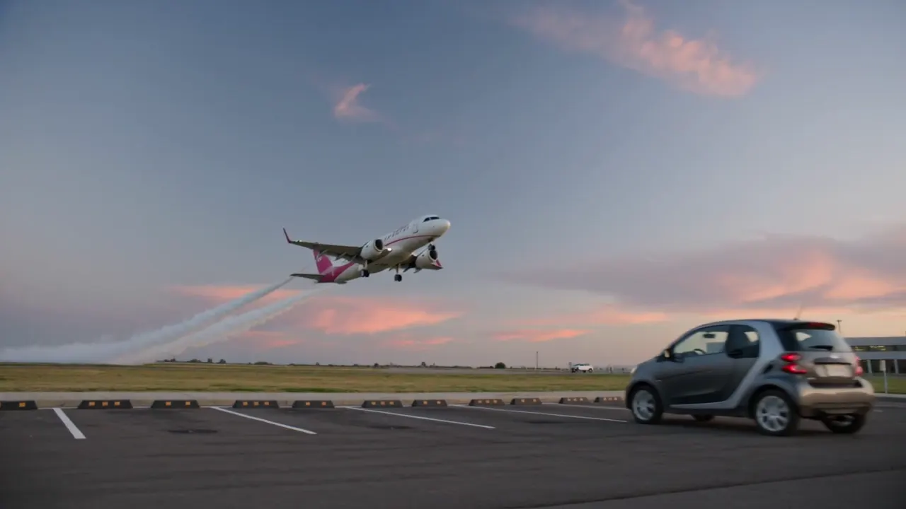 Parking i avion sa roze detaljima